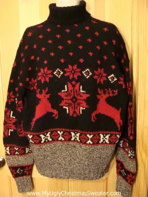Ugly Christmas Sweater Party Vintage Ralph Lauren 2sided Reindeer Sweater (v7)