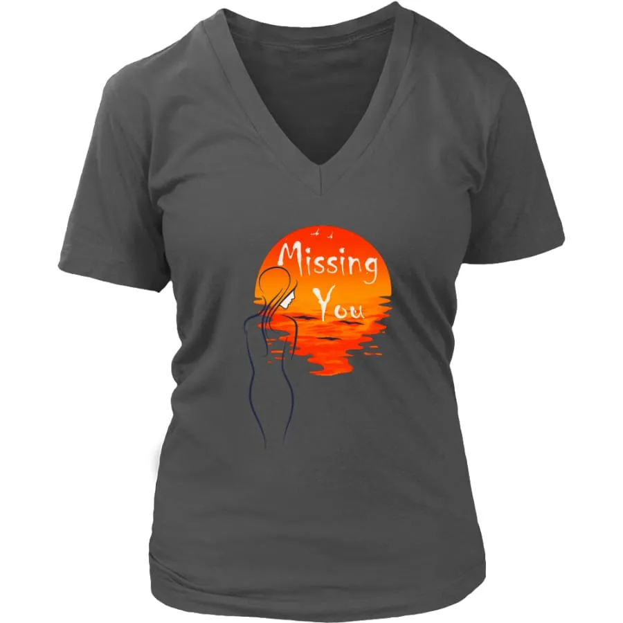 Valentines Shirt "Missing You" Womens V-Neck|Valentine's Day Shirt For Her (8 colors)