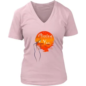 Valentines Shirt "Missing You" Womens V-Neck|Valentine's Day Shirt For Her (8 colors)