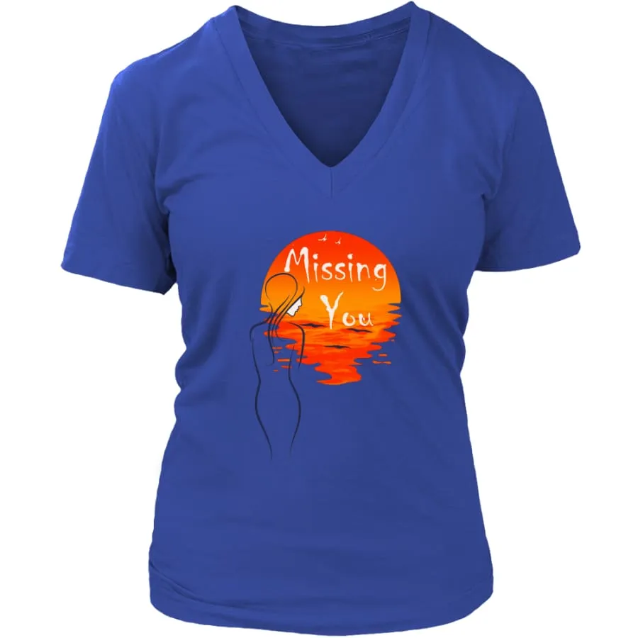 Valentines Shirt "Missing You" Womens V-Neck|Valentine's Day Shirt For Her (8 colors)