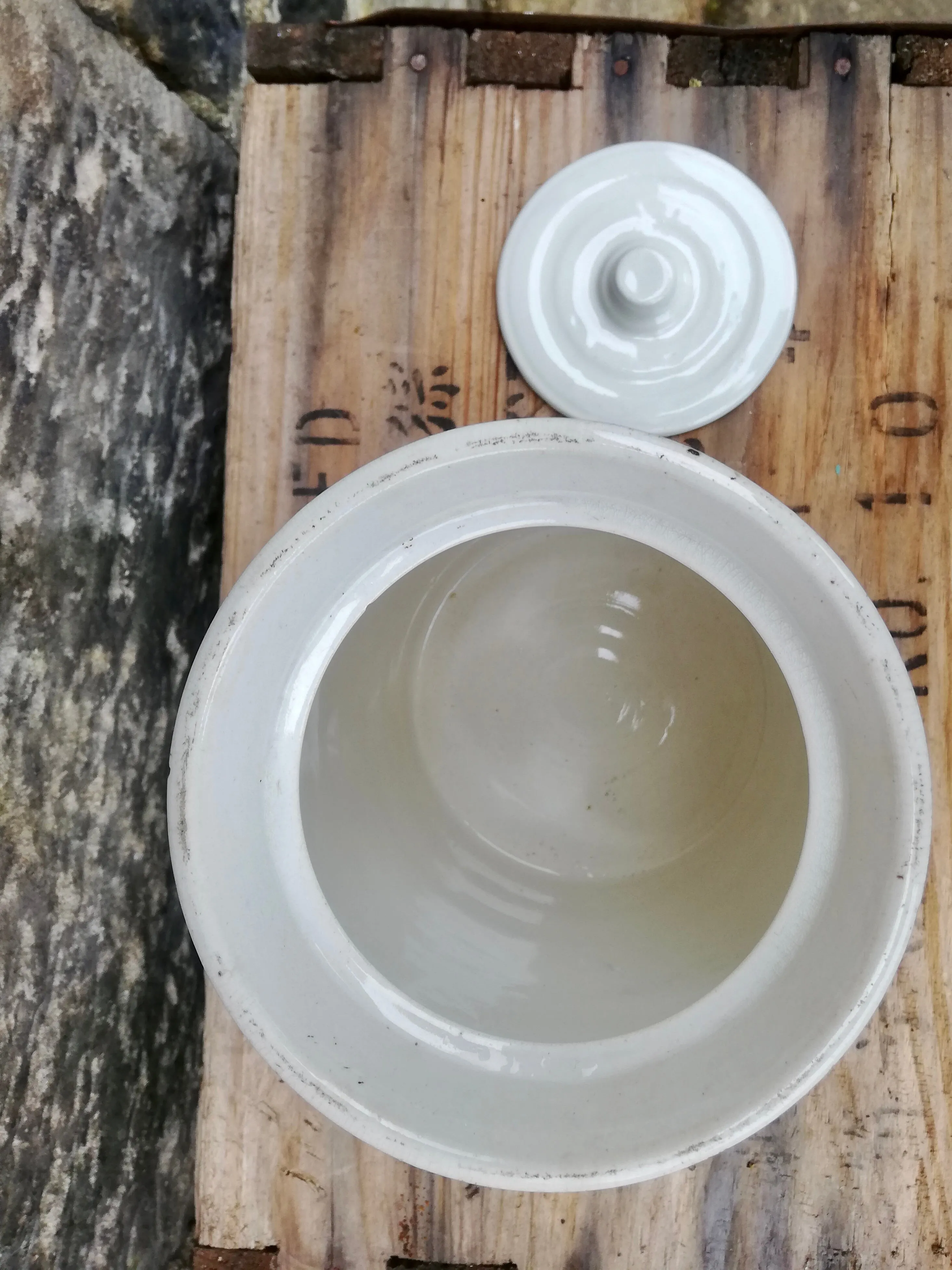 Vintage ceramic lidded herb Pot - Sage