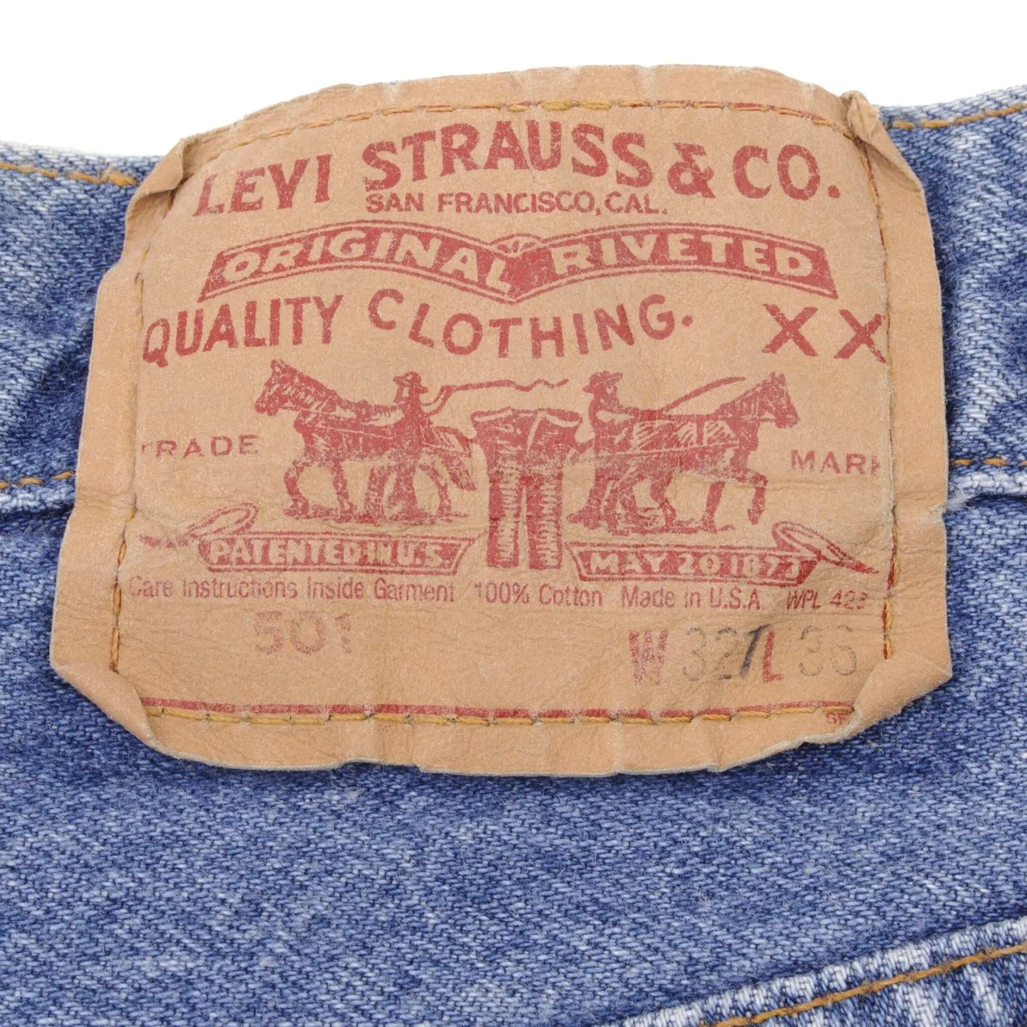 VINTAGE LEVIS 501 JEANS INDIGO 1980S SIZE W30 L36 MADE IN USA