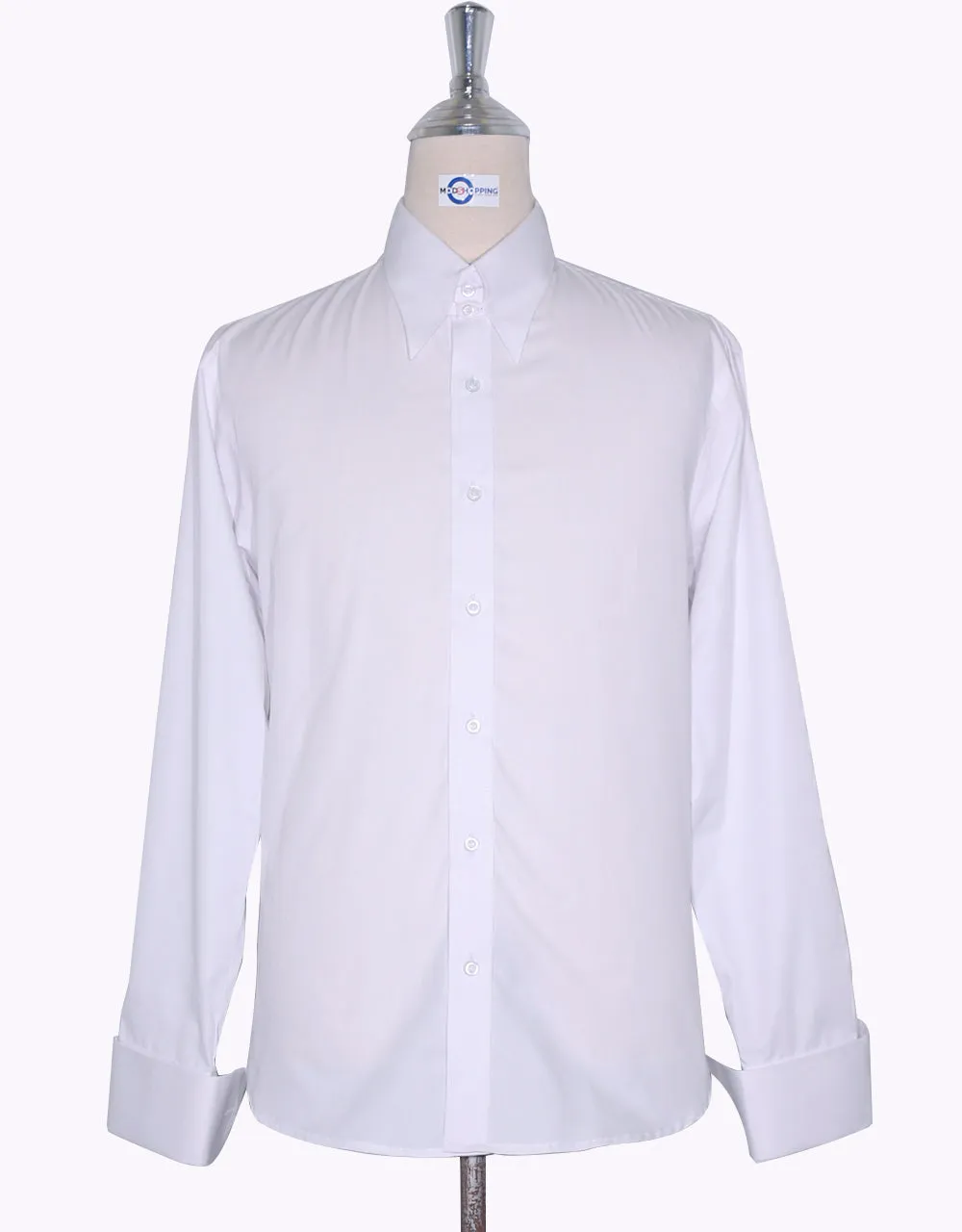 Vintage Style White Tab Collar Shirt