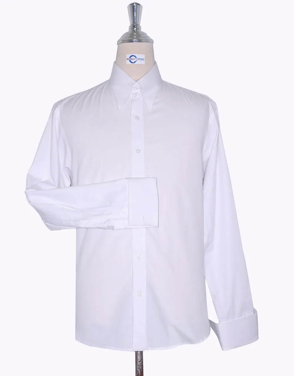 Vintage Style White Tab Collar Shirt