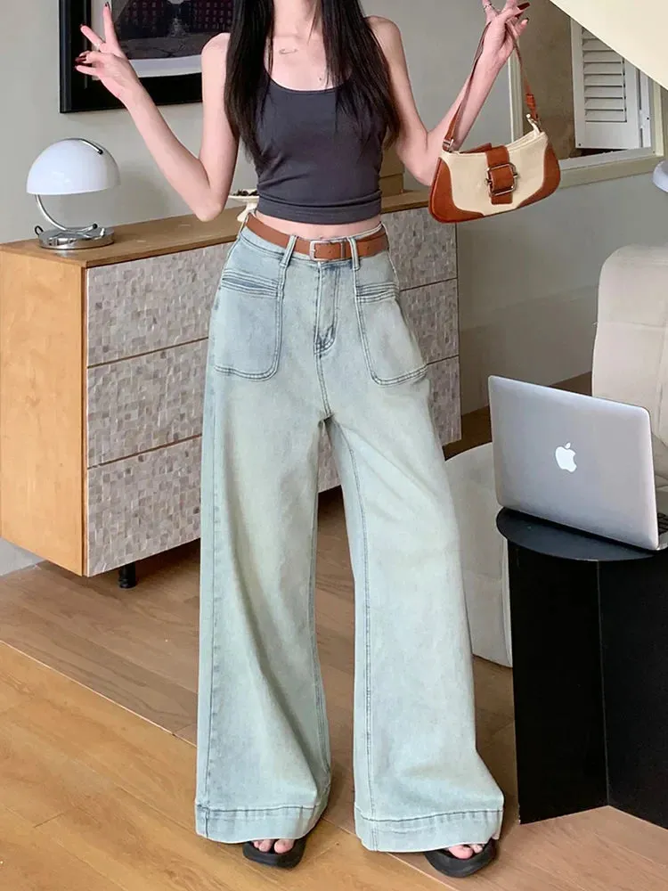 Washed Wide-leg Korean Fashion Jeans