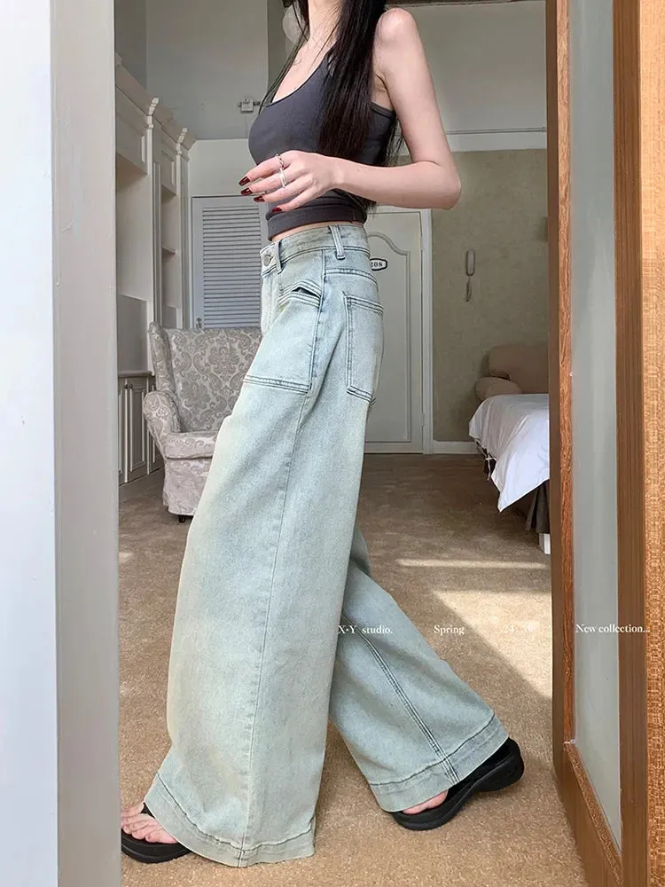 Washed Wide-leg Korean Fashion Jeans