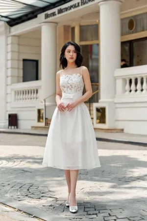 White tule lace camisole dress-BELLE