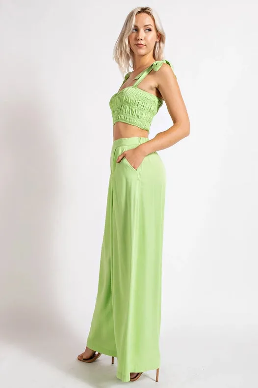 Wide Full Length Pleat Detail Pants w/ Pockets