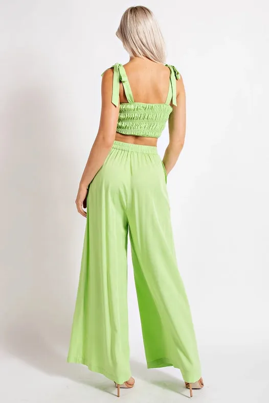 Wide Full Length Pleat Detail Pants w/ Pockets