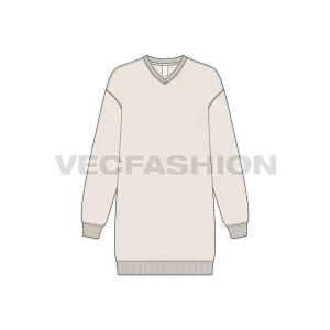 Women's Drop Shoulder V-neck Sweatshirt