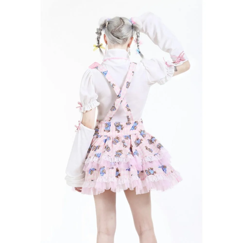 Women's Lolita Turtleneck Pearl Bowknot Shirt with Oversleeves