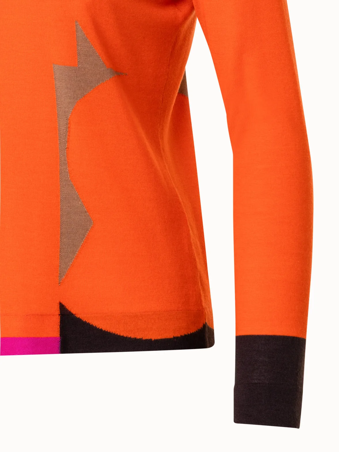Wool Silk Knit Composed Letters Intarsia Pullover
